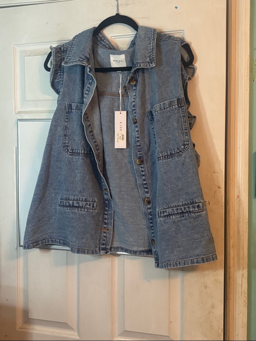 Gilli Light Blue Sleeveless Denim Jacket VestSize 1X
